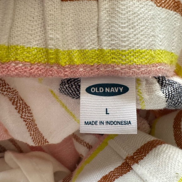 Old Navy Stripped Wide Leg Drawstring Linen Pant. Size L. Multi Color - Picture 8 of 9